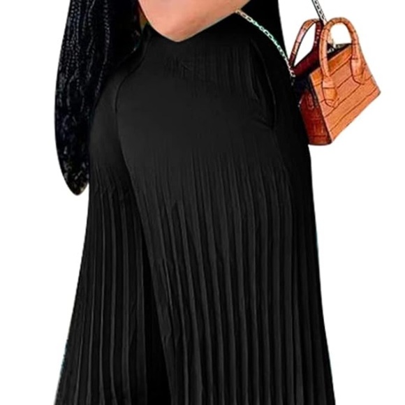 NWOT Palazzo Chiffon Pleated High Waist Pants, Wide-Leg Loose Maxi Fit, XL - Picture 6 of 15